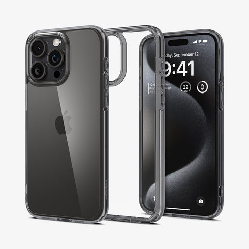 ACS07209 - iPhone 15 Series Ultra Hybrid Case in Natural Titanium showing the back